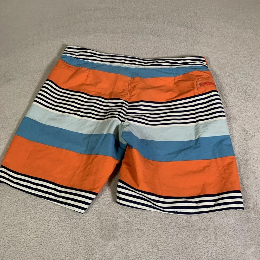 Patagonia Board Shorts Mens 36 Blue Orange Striped Swim‎ Trunks Quick Dry Surf